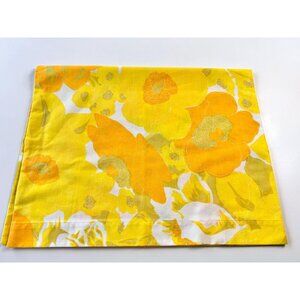 Vintage 1970s pillowcase, oversized yellow and orange flowers, groovy, single